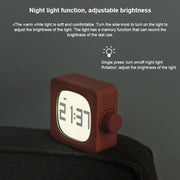 Student Creative Multifunctional Mute Bedside Bedroom Square Alarm Clock(Milky)
