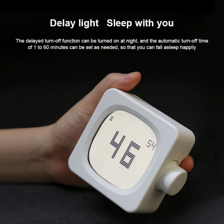 Student Creative Multifunctional Mute Bedside Bedroom Square Alarm Clock(Milky)
