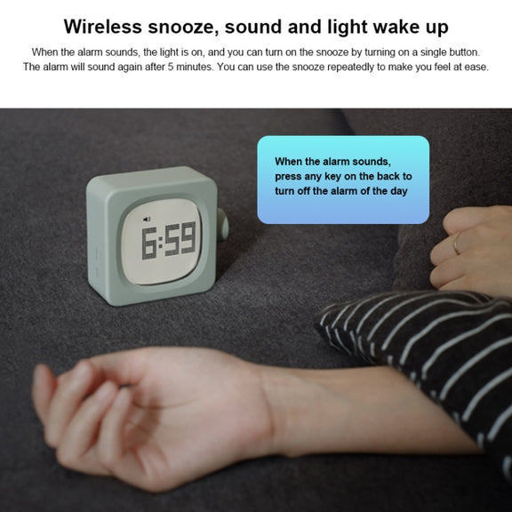 Student Creative Multifunctional Mute Bedside Bedroom Square Alarm Clock(Pea Green)