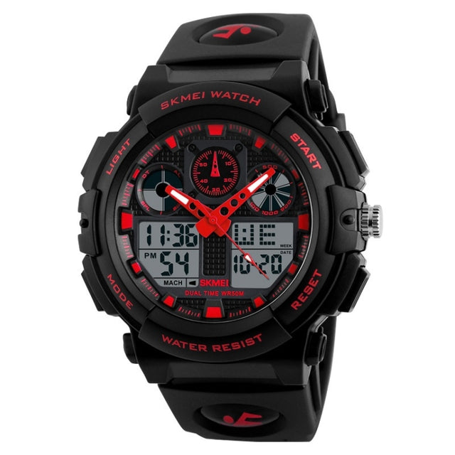 SKMEI 1270 Men Water-resistant Dual Display Digital Watch Outdoor Sports Watch(Red)