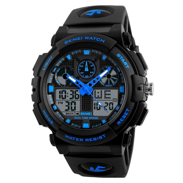 SKMEI 1270 Men Water-resistant Dual Display Digital Watch Outdoor Sports Watch(Blue)
