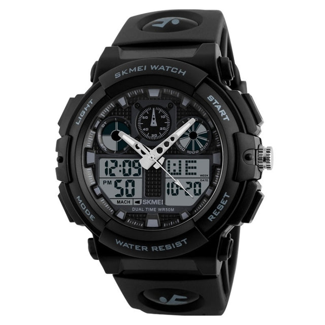 SKMEI 1270 Men Water-resistant Dual Display Digital Watch Outdoor Sports Watch(Gray)