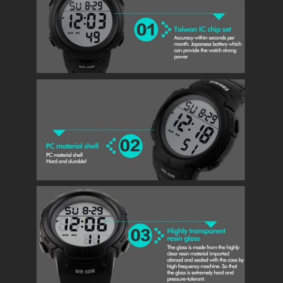 SKMEI 1068 Men Water-resistant Outdoor Sports Digital Watch Student Fashion Watch(Green)