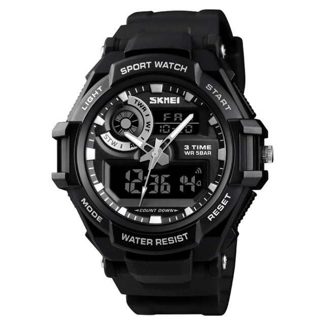 SKMEI 1357 Mens Multifunctional Sports Digital Watch Student Water-resistant Watch(Black)