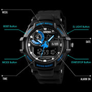 SKMEI 1357 Mens Multifunctional Sports Digital Watch Student Water-resistant Watch(Blue)