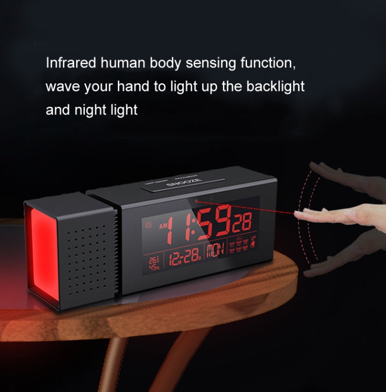 TS-P30 Multifunctional Night Light Alarm Digital Clock with FM Radio & Temperature / Humidity Display & IR Sensor Function(Black)