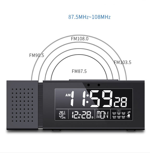TS-P30 Multifunctional Night Light Alarm Digital Clock with FM Radio & Temperature / Humidity Display & IR Sensor Function(White)