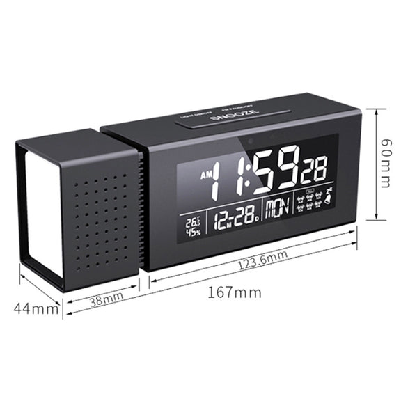 TS-P30 Multifunctional Night Light Alarm Digital Clock with FM Radio & Temperature / Humidity Display & IR Sensor Function(White)