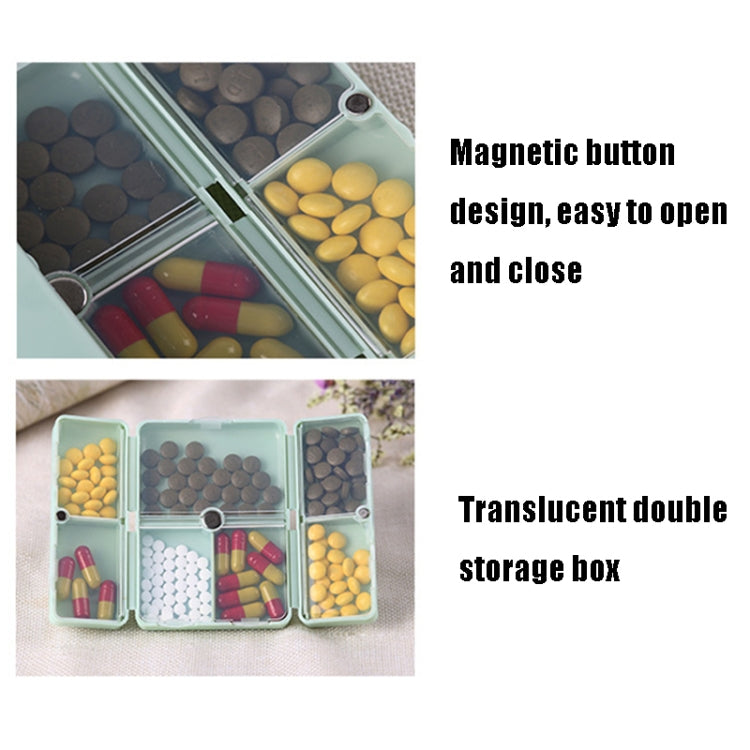 Folding Portable Sealed and Dispensing Small Pill Box(Blue)