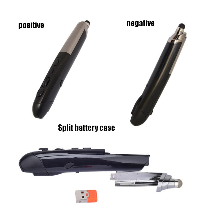 PR-08 1600DPI 6 Keys 2.4G Wireless Electronic Whiteboard Pen Multi-Function Pen Mouse PPT Flip Pen(White)