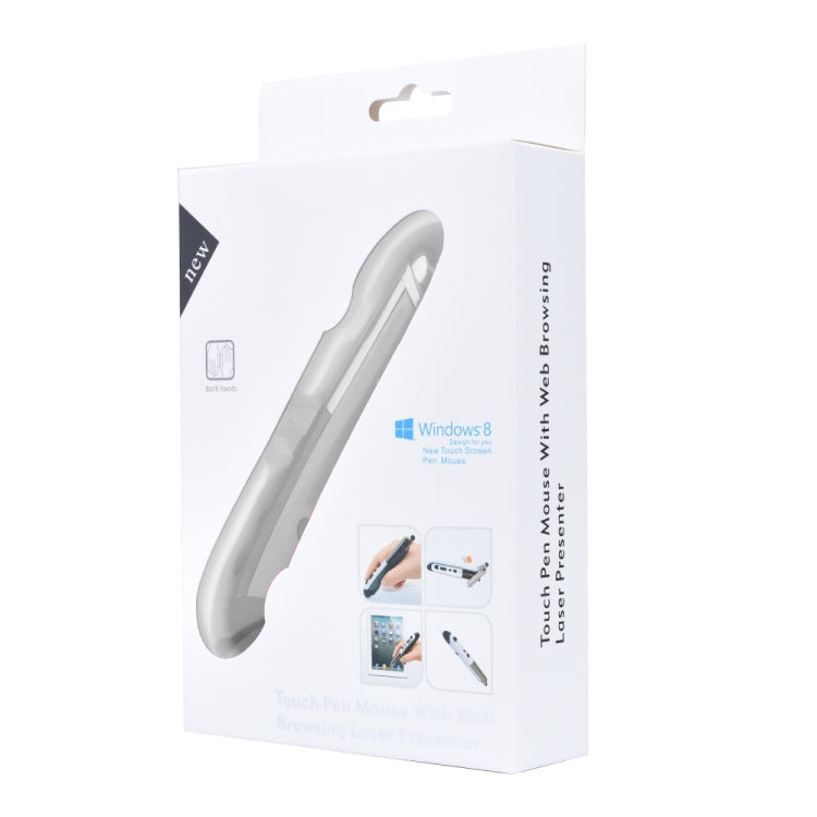 PR-08 1600DPI 6 Keys 2.4G Wireless Electronic Whiteboard Pen Multi-Function Pen Mouse PPT Flip Pen(White)