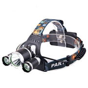 Strong Light Long-Range Rechargeable Three-Head Lamp Outdoor Fishing Lamp Led Head-Mounted Flashlight (3T6 2 Batteries)