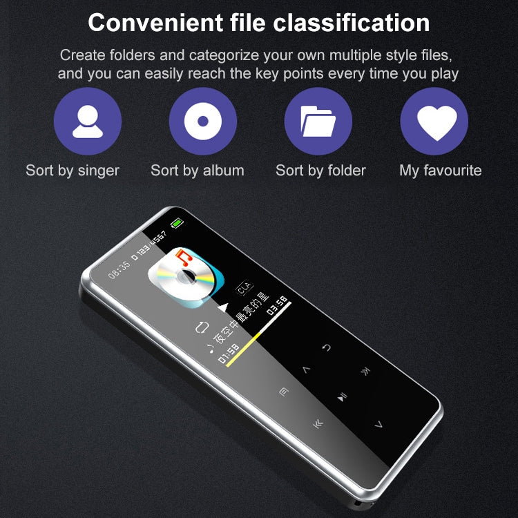 M22 Portable Bluetooth Touch Screen MP3 Player Recorder E-Book, Memory Capacity: 8GB(Black)