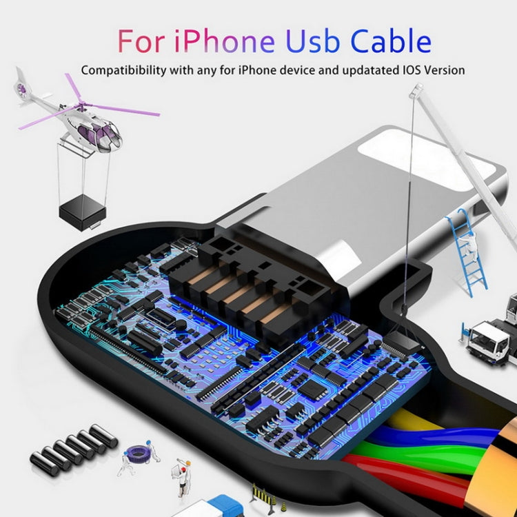 MCDODO 2A USB to 8 Pin Fast Charging Data Cable, Length:0.5m(Black)