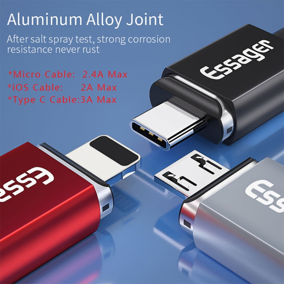 2 PCS ESSAGER Smartphone Fast Charging and Data Transmission Magnetic Cable with 8 Pin Magnetic Head, Cable Length: 1m(Red)