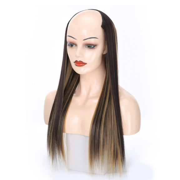 Wig Half Headgear Long Straight Hair U-Shaped Wig Headgear, Colour: 6.US-4H27#