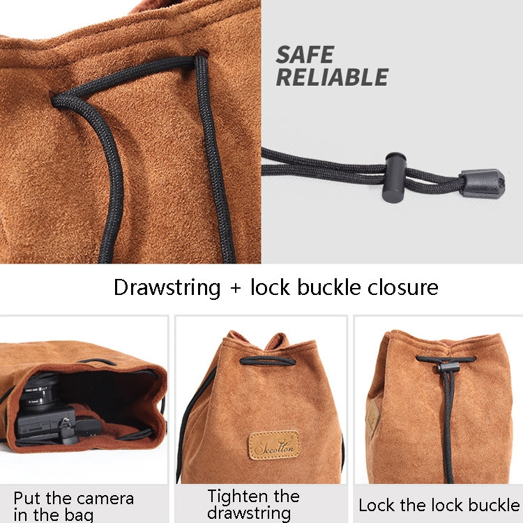 S.C.COTTON Liner Shockproof Digital Protection Portable SLR Lens Bag Micro Single Camera Bag Round Khaki L
