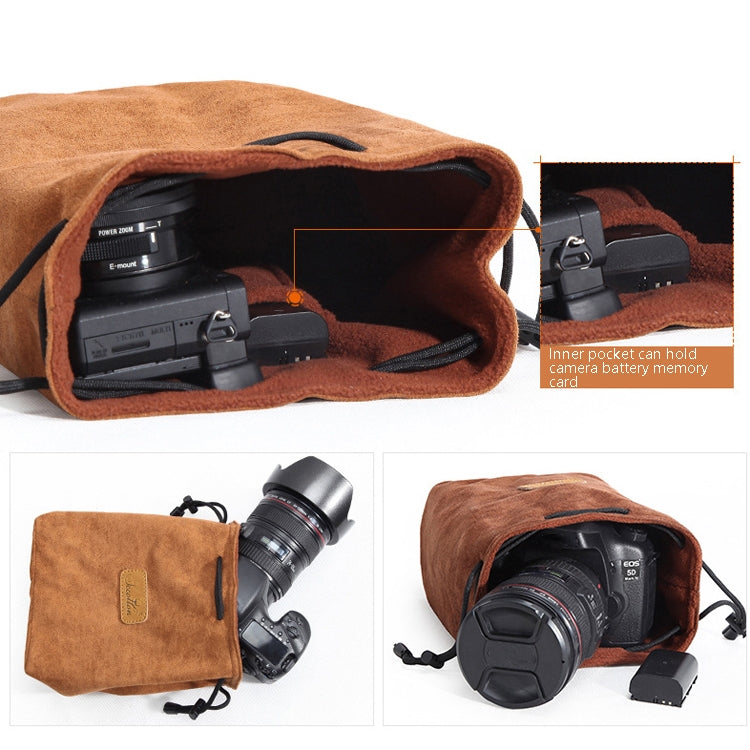 S.C.COTTON Liner Shockproof Digital Protection Portable SLR Lens Bag Micro Single Camera Bag Round Khaki L