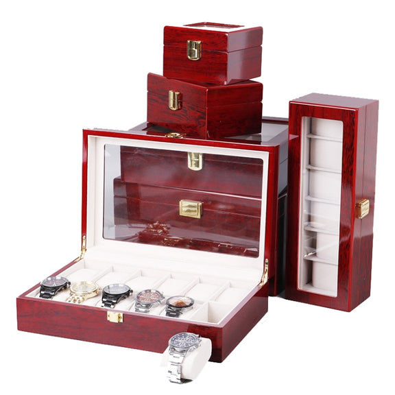 Wooden Baking Paint Watch Box Jewelry Storage Display Box(24-bit Paint)