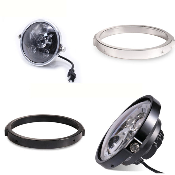 5.75 Inch Round Retro Headlight Ring Motorcycle Headlight Modification Parts(Silver)