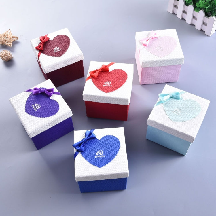 Paper Valentine Day Gift Box With Bow, Specification: 10x10x10cm(Pink)