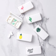 8 PCS Small Portable Moisture-proof Sealed Medicine Box 3 Compartments A Day Medicine Divided(Flamingo)