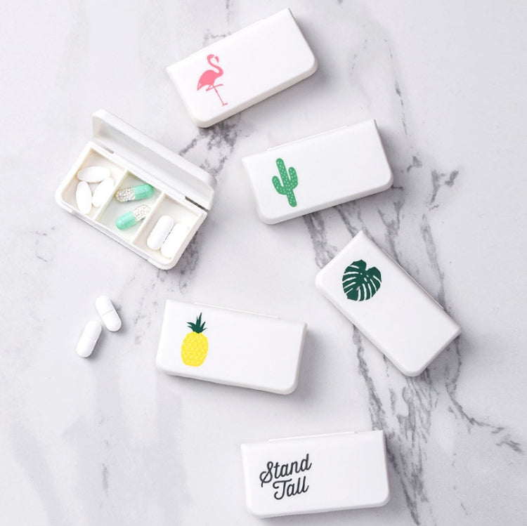 8 PCS Small Portable Moisture-proof Sealed Medicine Box 3 Compartments A Day Medicine Divided(Cactus)