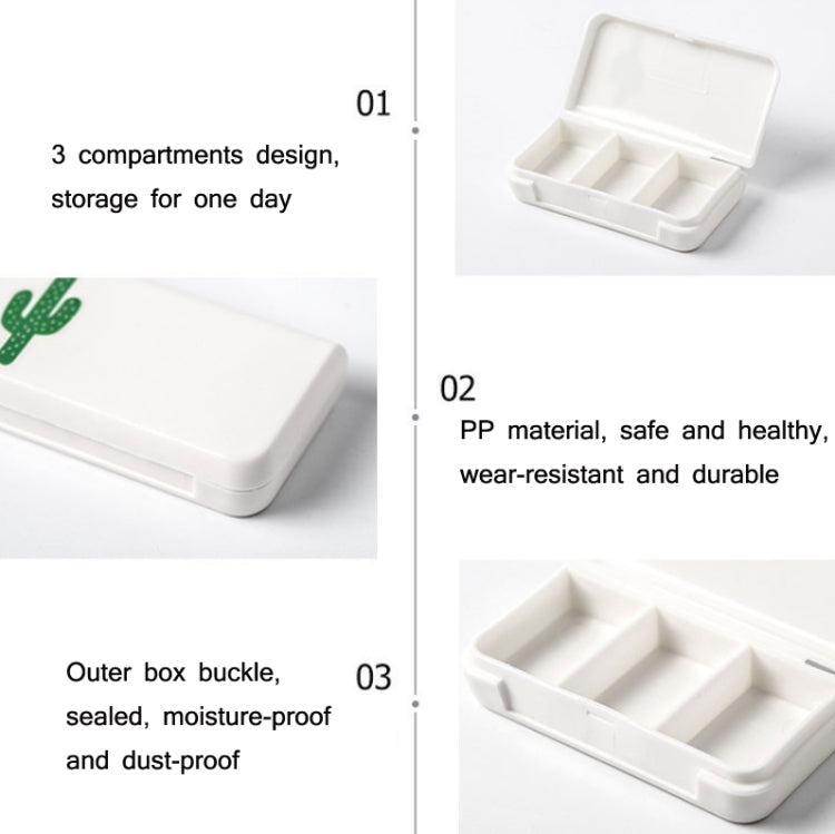 8 PCS Small Portable Moisture-proof Sealed Medicine Box 3 Compartments A Day Medicine Divided(Flamingo)