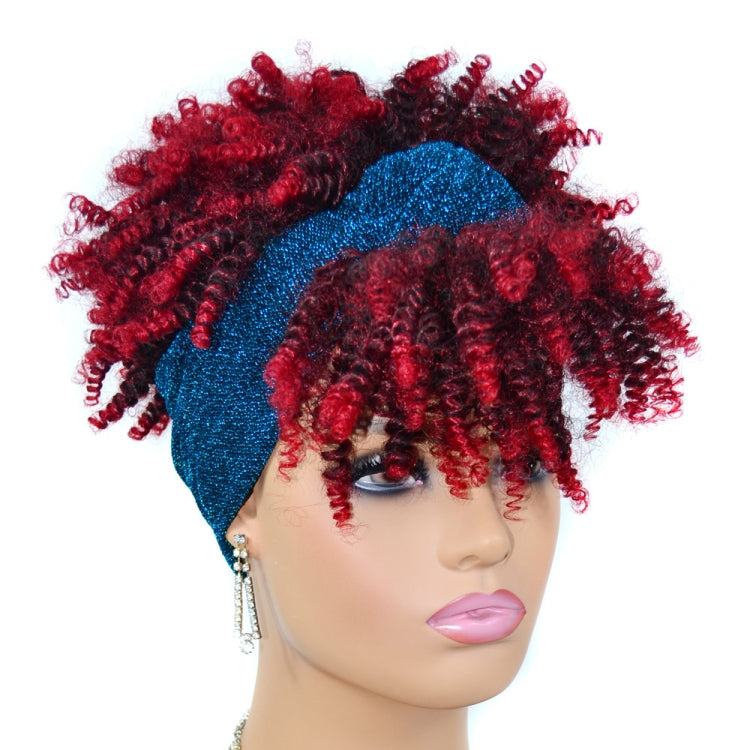 Headscarf Wig Black Gradient Small Curly Wig Explosive Headgear, Colour: 1.TJA1-1BT27#