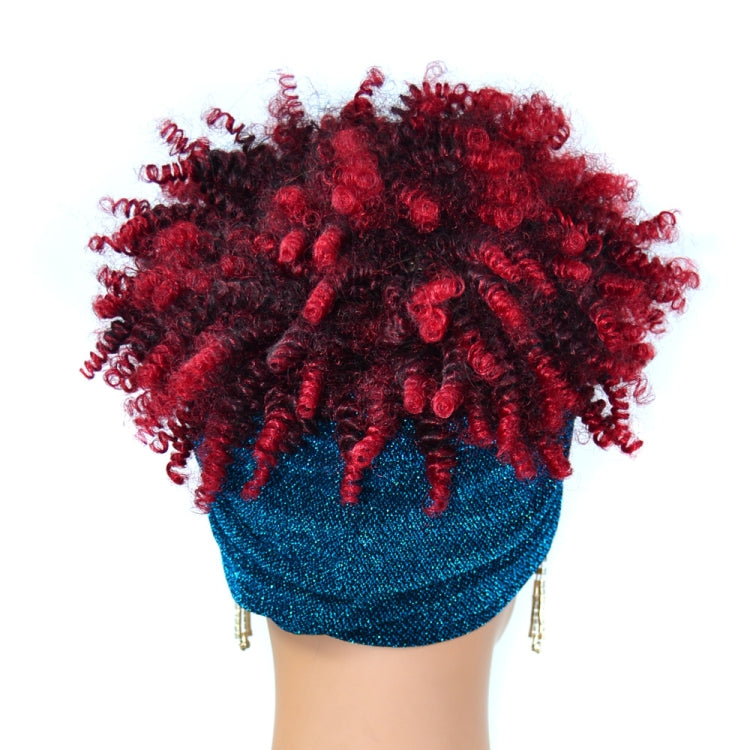 Headscarf Wig Black Gradient Small Curly Wig Explosive Headgear, Colour: 1.TJA1-1BT27#