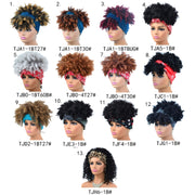 Headscarf Wig Black Gradient Small Curly Wig Explosive Headgear, Colour: 11.TJF4-1B#
