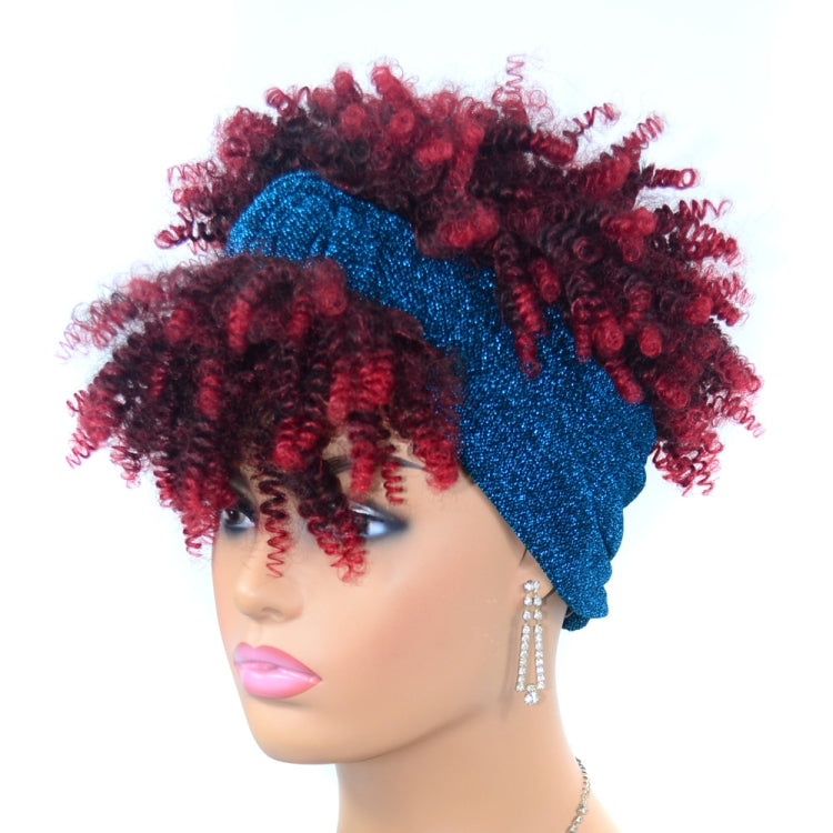 Headscarf Wig Black Gradient Small Curly Wig Explosive Headgear, Colour: 11.TJF4-1B#