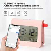 ZKLiLi Lazy Snooze Applet Alarm Clock Bedside Bluetooth Multifunctional Silent Digital Alarm Clock(Pink)