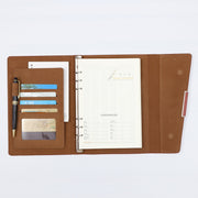 Business Notebook Imitation Leather PU Tri-Fold Loose-Leaf Notepad, Specification: A5(Black)