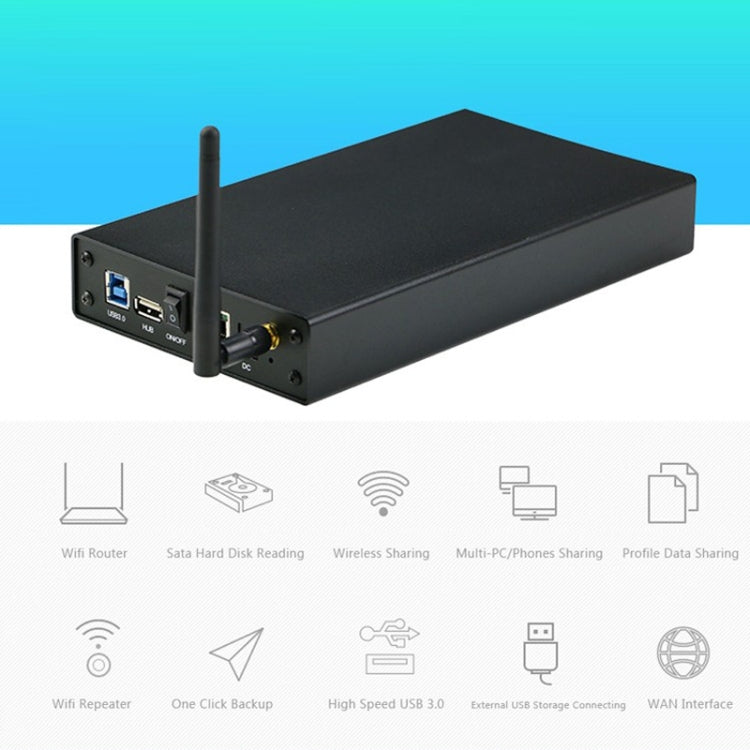 Blueendless 3.5 inch Mobile Hard Disk Box WIFI Wireless NAS Private Cloud Storage(UK Plug)