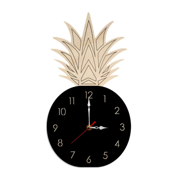 Fruit Personality Mute Wall Clock Acrylic Children Decoration Clock(C Black)