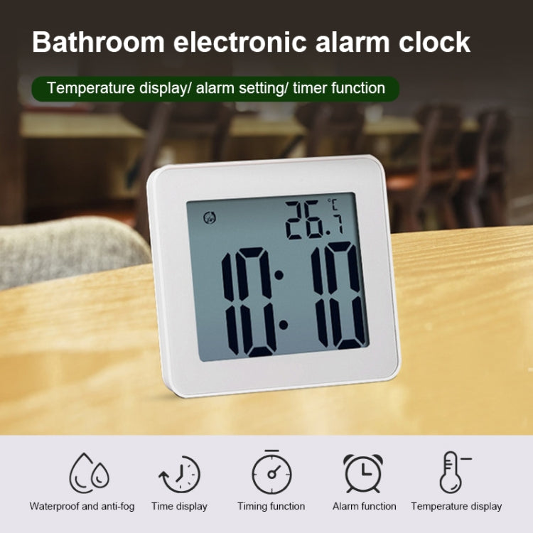 Water-resistant Wall Clock LCD Bathroom Clock Kitchen Electronic Alarm Clock
