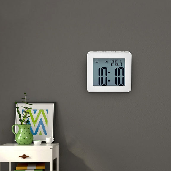 Water-resistant Wall Clock LCD Bathroom Clock Kitchen Electronic Alarm Clock