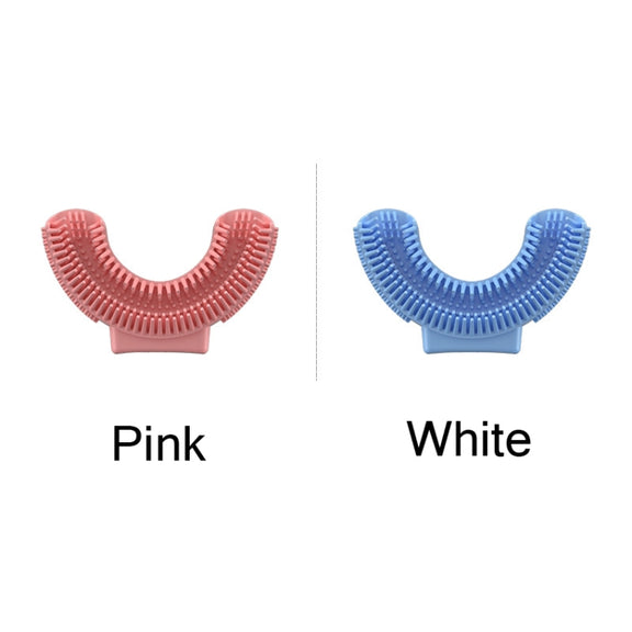 Silicone U-Shaped Replaceable Brush Head 2-8 Years Old Oral Electric Toothbrush Head(Pink)