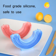 Silicone U-Shaped Replaceable Brush Head 2-8 Years Old Oral Electric Toothbrush Head(Pink)