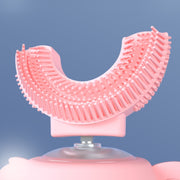 Silicone U-Shaped Replaceable Brush Head 2-8 Years Old Oral Electric Toothbrush Head(Pink)