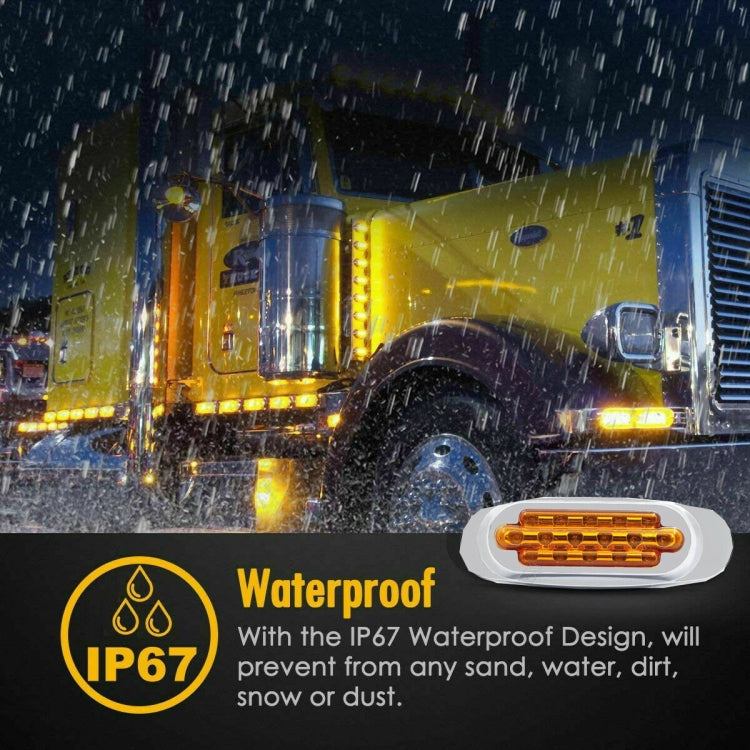 12-24V 16 LEDs Electroplating Side Lights Side Tail Lights Cargo Truck Modification Light, Colour: Yellow (2 Lines Always Bright)