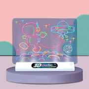3D Fluorescent Drawing Board Magic Luminous Three-Dimensional Writing Board Graffiti Board Lighting Puzzle Children Drawing Board,Style: Medium  Drawing Board (Space Version)
