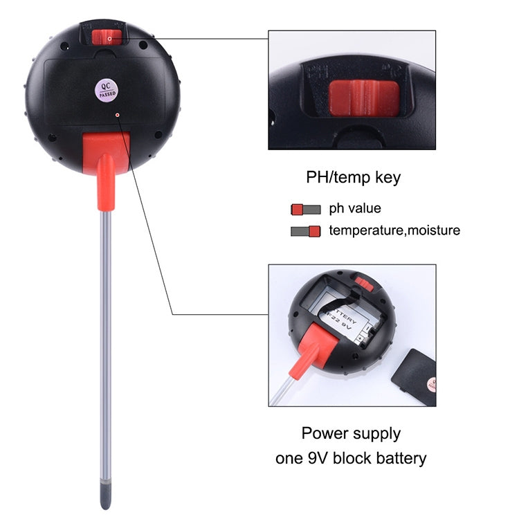 Five-In-One Soil Meter PH Humidity Temperature Photometry Detector PH Photometry Multifunctional Detector