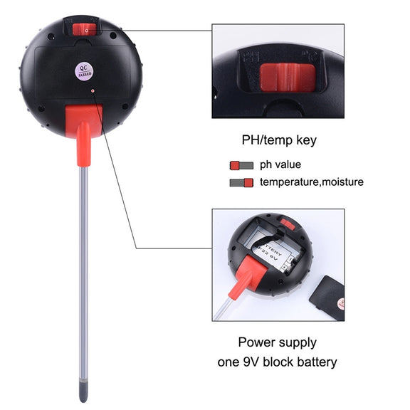 Five-In-One Soil Meter PH Humidity Temperature Photometry Detector PH Photometry Multifunctional Detector