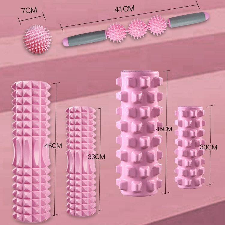 3 in 1 Eva Foam Roller Hollow Muscle Relaxation Roller Yoga Column Set, Length: 33cm (Pink Crescent)