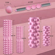 3 in 1 Eva Foam Roller Hollow Muscle Relaxation Roller Yoga Column Set, Length:  45cm (Pink Crescent)