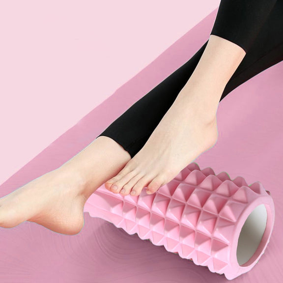 3 in 1 Eva Foam Roller Hollow Muscle Relaxation Roller Yoga Column Set, Length:  45cm (Pink Crescent)