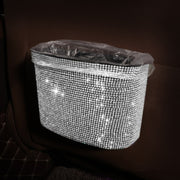 Car-Studded Trash Can Personality Car Hanging Trash Bag Multi-Function Car Storage Box(Colorful Diamonds)