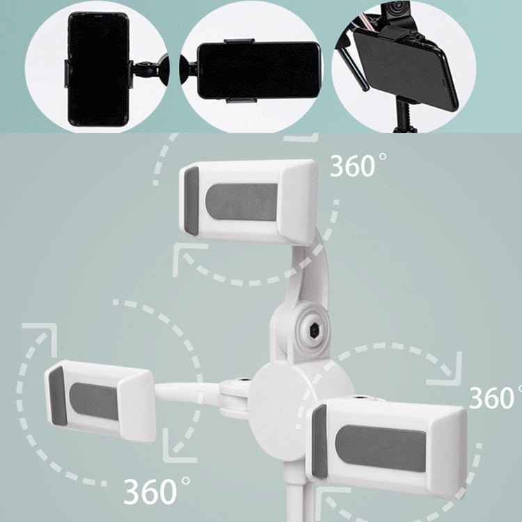 Telescopic Adjustment Live Frame Desktop Tablet Mobile Phone Bracket, Specification: K06 Three-seat (White)